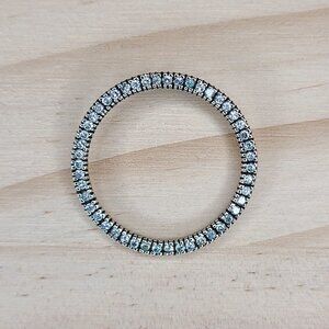 Vtg Sterling Silver & Cubic Zirconia Round Circle Pendant 925 Hallmarked 1"